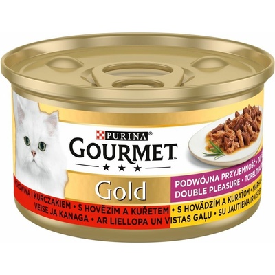 Gourmet Gold Cat dušené hovězí a kuře 85 g