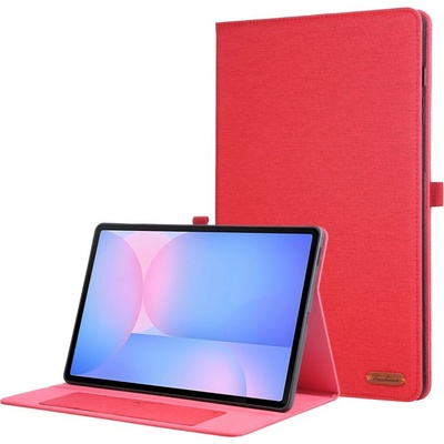 Vsetkonamobil 110321 FABRIC Zaklápací kryt pre Samsung Galaxy Tab S10 FE+ červený