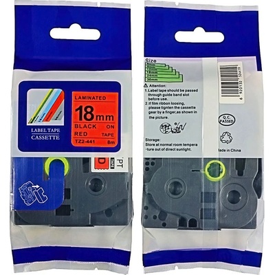 Label Brother TZ-441 - kompatibilná páska - 18mm, podklad: červená/písmo čierne - laminovaná