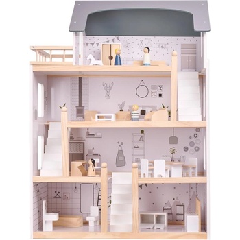 Image 1 of KIK Дървена къща за кукли + мебели 80см (kx5416)