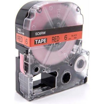 Compatible Epson LK-SC6RW, 6mm x 9m, черен печат / червен фон, съвместима лента (LKSC6RW)