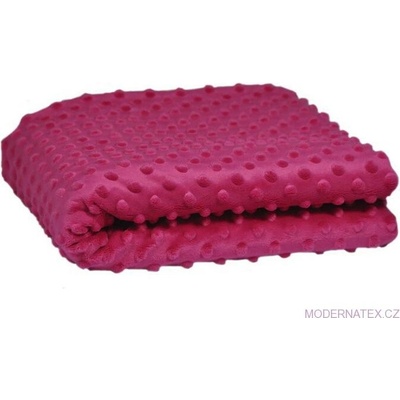 Látka minky puntík, 380 g/m², šíře 160 cm, metráž, tmavě fuchsiová
