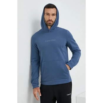 Calvin Klein Спортен суичър Calvin Klein Performance Essentials в синьо с качулка с изчистен дизайн (00GMS3W303)