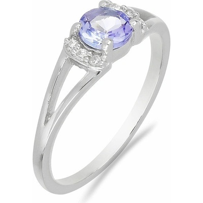 Nefertitis Prsten stříbrný s tanzanitem a zirkony 015090 TZ