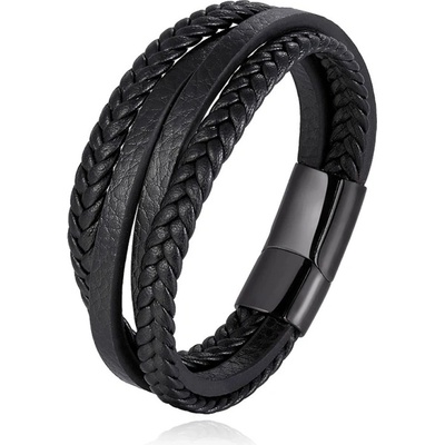 Daniel Dawson pánský kožený náramek Moretti Black NR2261-PH0005C/21 Černá