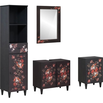 vidaXL Комплект шкафове за баня с чекмедже 4 pcs Солидно мангово дърво (3310143)