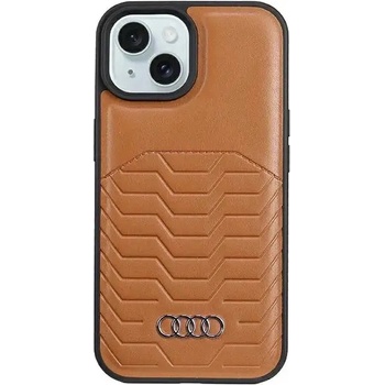 Audi Кожен кейс Audi Synthetic Leather с MagSafe за iPhone 15 / 14 / 13, кафяв (6955250226998)