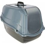 Kerbl Litter Box Emma Eco - Закрита Котешка Тоалетна с активен въглен сиво синя - 57x39x41 cm - 81691
