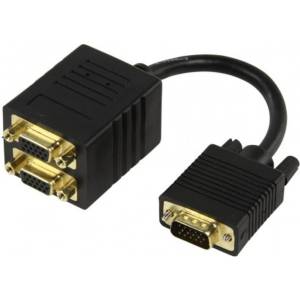 DeTech Преходник DeTech, VGA(м) към 2х VGA(ж), черен (df18181)