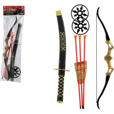 Teddies Ninja sada - Meč, hvězdice 2 ks, luk + šípy na přísavku