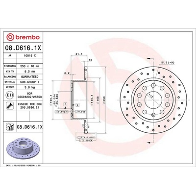 Brzdový kotouč BREMBO 08.D616.1X | Zboží Auto