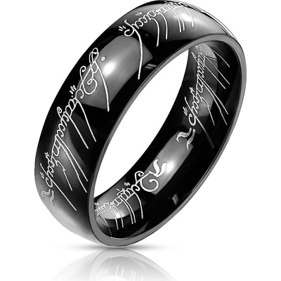 Šperky Eshop Černý ocelový prsten s motivem Pána prstenů P08.08