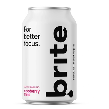 Brite Natural Energy Drink Rapsberry Mint, Енергийна газирана напитка, Малина и мента, 330 ml