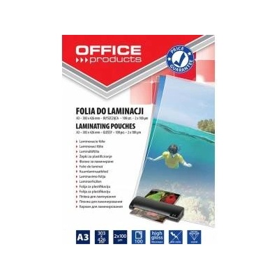 Office Products Lamination Film OFFICE PRODUCTS, A3, 2x100mikr. , shiny, 100pcs, transparent