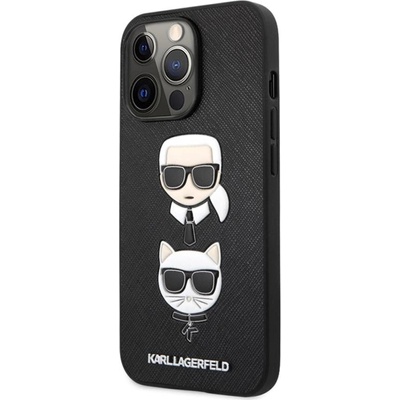 KARL LAGERFELD Гръб Karl Lagerfeld PU Saffiano Karl and Choupette Heads Case за iPhone 13 Pro - Черен (3666339028671)