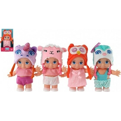 Teddies bábätko s čiapkou plast pevné telo 15cm 4 druhy