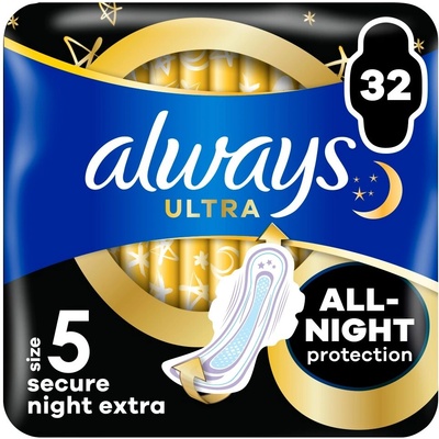 Always Ultra Secure Night Extra крилата санитарна салфетка 32бр (10FC010170)