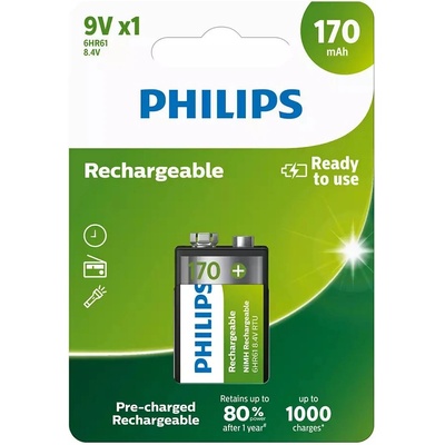Philips 9VB1A17/10 Предпазител за батерии 9V 170 mAh 1-BLISTER (9VB1A17/10)