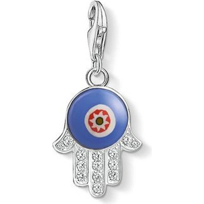 Thomas Sabo Přívěsek Modrá skleněná ruka Fatimy 1442 052 1 Charm Club zirconia white/