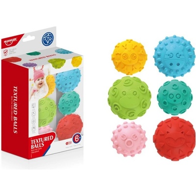 Teddies Súprava loptičiek 6ks s textúrou gumové 6 8cm