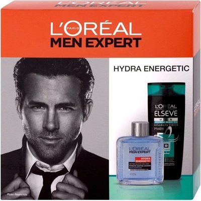 L'Oréal Paris Man Expert Hydra Energetic 100 ml Man Expert Hydra Energetic After-Shave Splash + 250 ml Elséve Man Arginine šampón darčeková sada