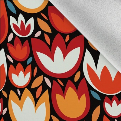 Takoy Látka softshell zimní pružný červené tulipány