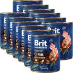 Brit Консерва Brit premium by Nature Свинско и Трахея 12 x 800 г