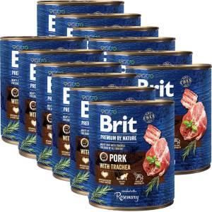 Brit Консерва Brit premium by Nature Свинско и Трахея 12 x 800 г