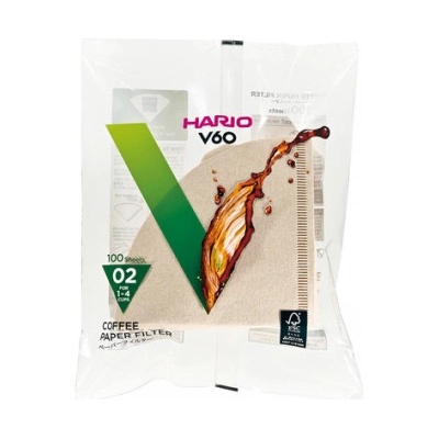 HARIO Хартиени филтри Hario V60-02 100 бр. , неизбелени (VCF-02-100M)