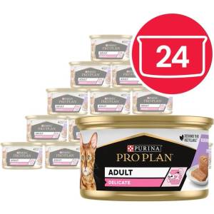 PRO PLAN CAT DELICATE парченца в пастет Пуйка 24 x 85 г