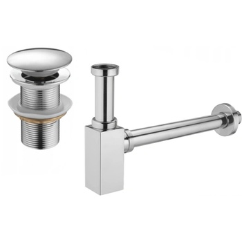 Mexen квадратен полусифон за мивка с щепсел клик-клак, без преливник, хром - 7991060-00 (7991060-00)