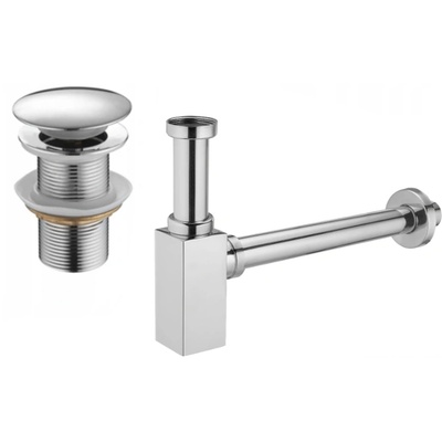 Mexen квадратен полусифон за мивка с щепсел клик-клак, без преливник, хром - 7991060-00 (7991060-00)