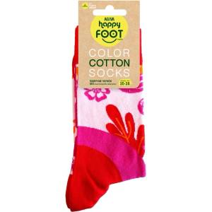 AGIVA Дамски чорапи Agiva Happy Foottopia, Памук, Цветя, Червен, 35-38 размер (AGIVA-147)
