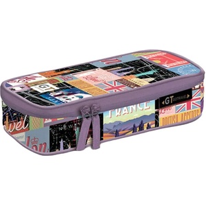 Lizzy Card Овален несесер Lizzy Card Go Travel Black Map - Comfort, с 1 цип (22951301)