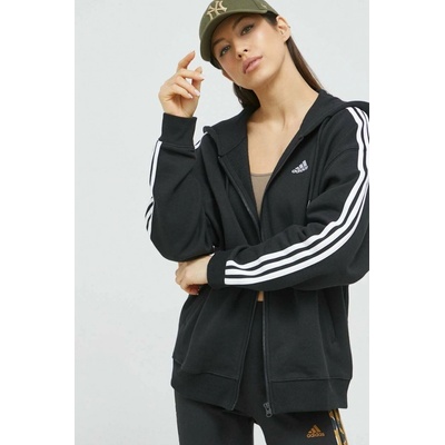 adidas dámska s kapucňou s nášivkou čierna