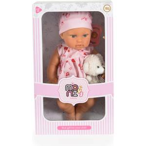 Moni Кукла Moni Toys - Bear & Baby, С розова рокля, 30 cm (111800)