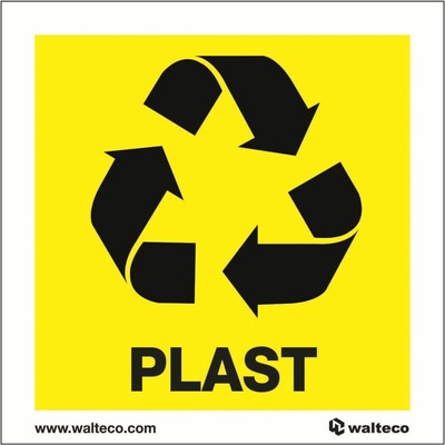 Walteco Recyklácia - plast, 92x92mm, samolepka Množstvo: 5 ks , 20767BP1