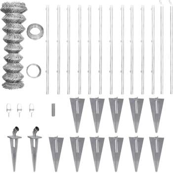 vidaXL Оградна мрежа с колове и клинове поцинкована стомана 25x0, 8 м (141506)