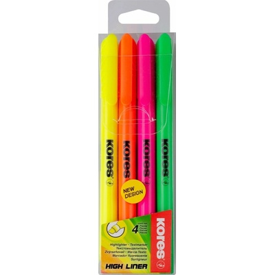Zvýrazňovač KORES HIGH LINER sada 4 farieb (36240)