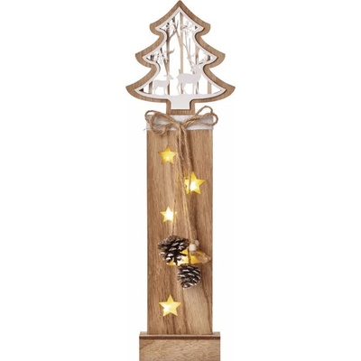 EMOS LED vianočný strom drevený 48 cm 2 × AA teplá biela časovač