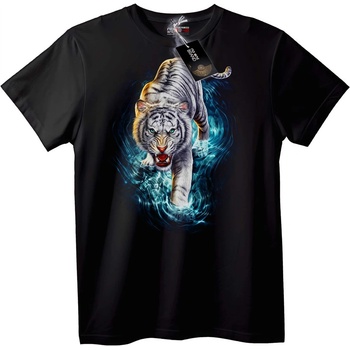 NOONEBRAND Тениска Бял Тигър Пламък - 2XL, Black