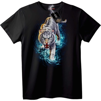 NOONEBRAND Тениска Бял Тигър Пламък - 2XL, Black