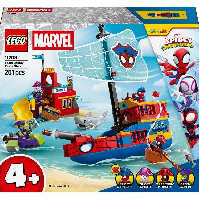 Конструктор LEGO Marvel Super Heroes - Spidey Amazing Friends, Пиратски кораб на отбора на Спайди (11208) (11208)