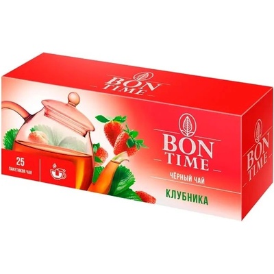 Bon Time Černý čaj s příchutí jahod 25 x 1,5 g
