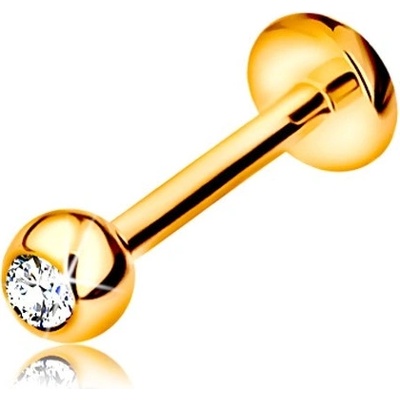 Šperky Eshop zlatý piercing do rtu a brady labret s kuličkou se zirkonem a kolečkem S2GG184.53