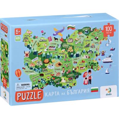 dodo Пъзел в куфарче Dodo от 100 части - Карта на България (300603)