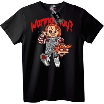 NOONEBRAND Тениска Чъки Искаш ли да Играеш - XL, Black