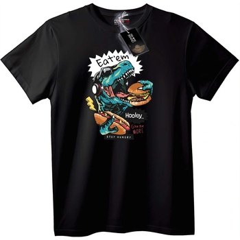 NOONEBRAND Тениска Динозавърски Лакомник - 2XL, Black