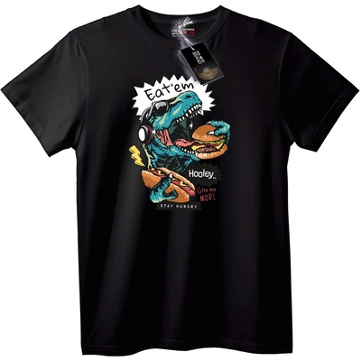 NOONEBRAND Тениска Динозавърски Лакомник - 2XL, Black