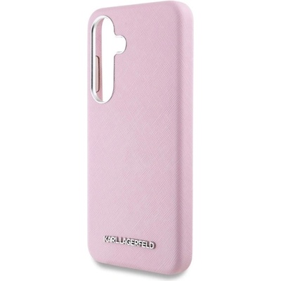 CG Mobile Samsung S25 KARL LAGERFELD SAFFIANO FULL WRAPPED ELONGATED METAL LOGO силиконов протектор за телефон, устойчив на удар, цвят ROSE KLHMS25SPSAFWMCP (KLHMS25SPSAFWMCP)